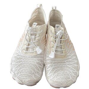HF White & Peach Lightweight Women’s Size 8.5/39 UK Slip On Shoes w/toe markings